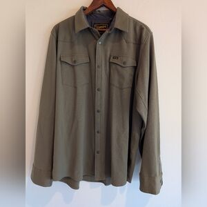 Howler Bros Long Sleeve Snap Front Shirt Olive Green Men's Size L